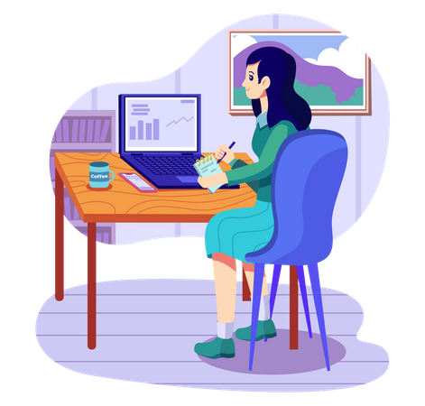 Business woman giving presentation in online meeting  Illustration