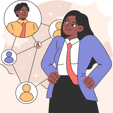 Business woman having business contacts  Illustration