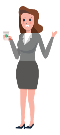 Business woman holding coffee cup  Illustration