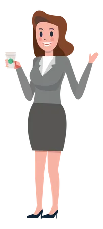 Business woman holding coffee cup  Illustration