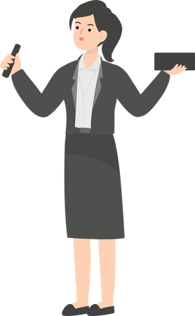 Business Woman Holding Diary Illustration