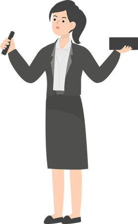 Business Woman Holding Diary  Illustration