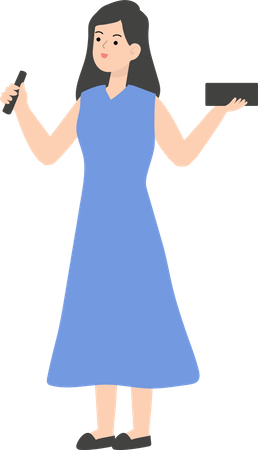Business Woman Holding Diary  Illustration