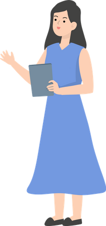 Business Woman Holding Diary  Illustration