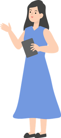 Business Woman Holding Diary  Illustration
