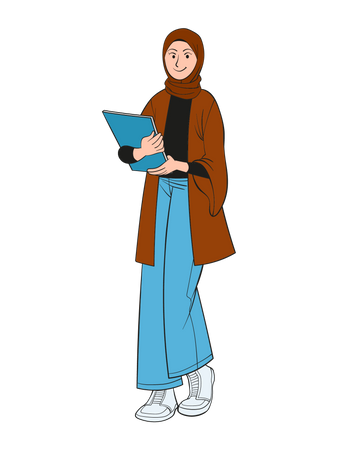 Business Woman Holding File  Illustration