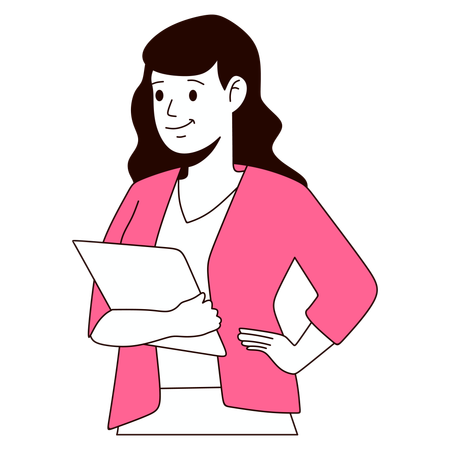 Business Woman Holding File  Illustration