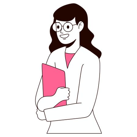 Business Woman Holding File  Illustration