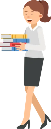 Business woman holding files Illustration