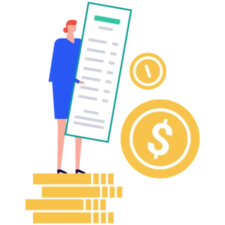 Business woman holding finance report  Illustration
