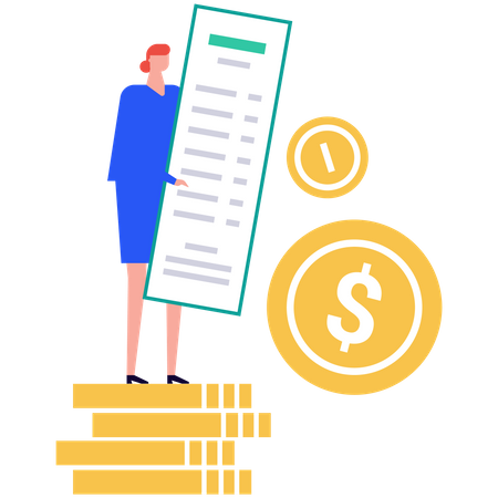 Business woman holding finance report  Illustration