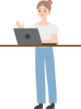 Business Woman Holding Laptop Illustration