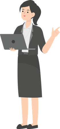 Business Woman Holding Laptop  Illustration