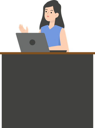 Business Woman Holding Laptop  Illustration