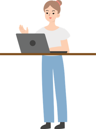 Business Woman Holding Laptop  Illustration