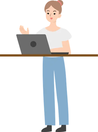 Business Woman Holding Laptop  Illustration