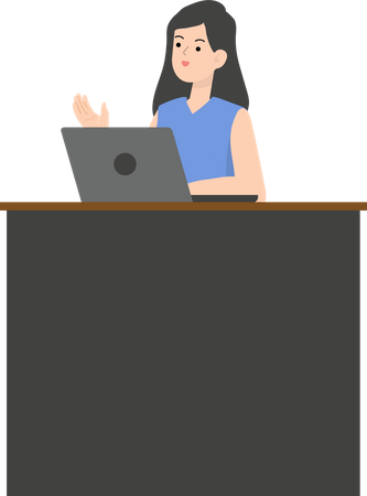 Business Woman Holding Laptop  Illustration