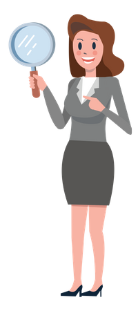Business woman holding magnifier glass  Illustration
