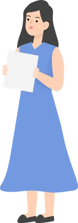 Business Woman Holding Report  Illustration