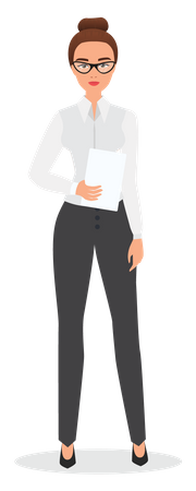 Business woman holding report  Illustration