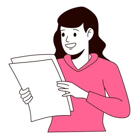 Business Woman Holding Report  Illustration