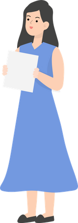 Business Woman Holding Report  Illustration