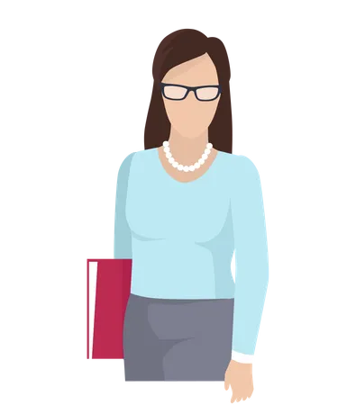 Business woman in glasses with a red folder in her hand  Illustration