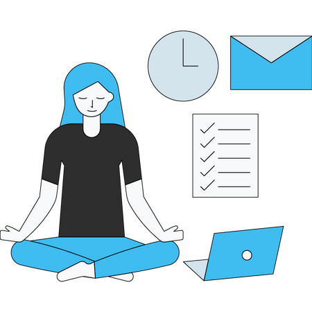 Business Woman in lotus pose  イラスト