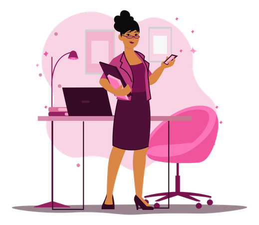 Business woman in office  Illustration