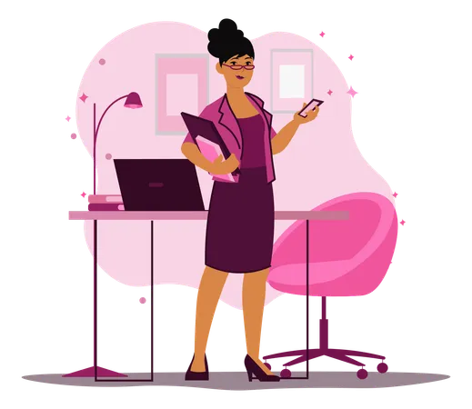 Business woman in office  Illustration