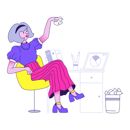 Business woman in office  Illustration