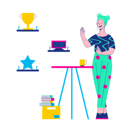 Business woman in office  Illustration