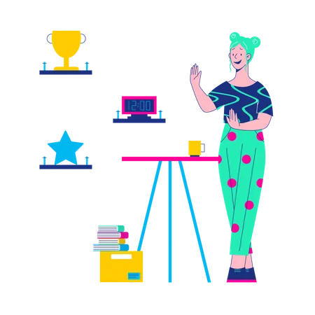 Business woman in office  Illustration