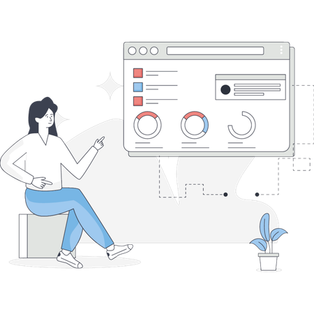 Business woman is discuss about web pie chart  Illustration