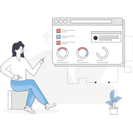 Business woman is discuss about web pie chart  Illustration