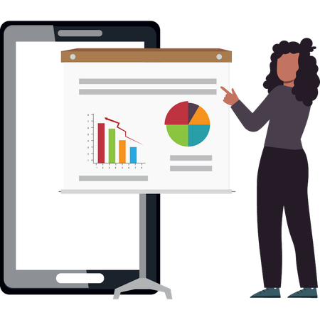 Business woman is doing business analytics  Illustration