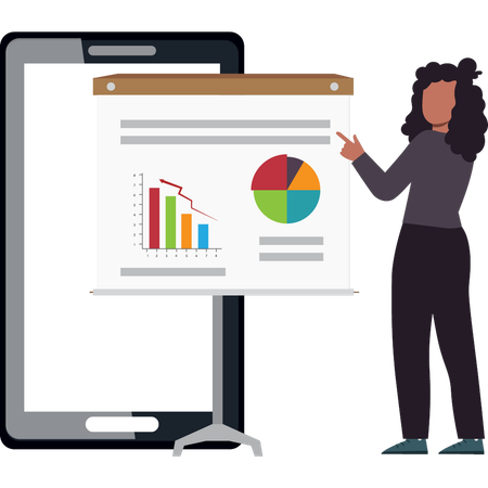 Business woman is doing business analytics  Illustration