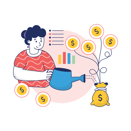 Business woman is earning profit  Illustration