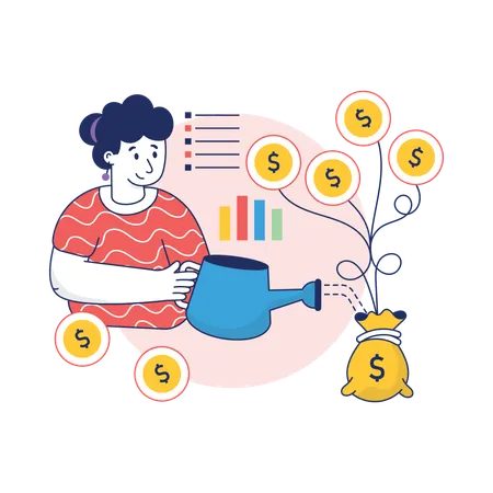 Business woman is earning profit  Illustration