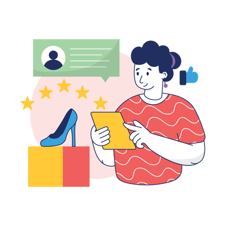 Business woman is giving Shopping Feedback  Illustration