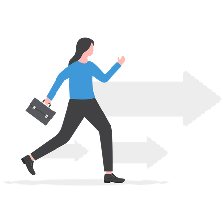Business woman is moving in success direction  Illustration