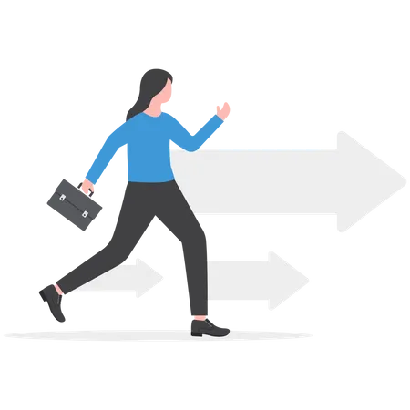 Business woman is moving in success direction  Illustration