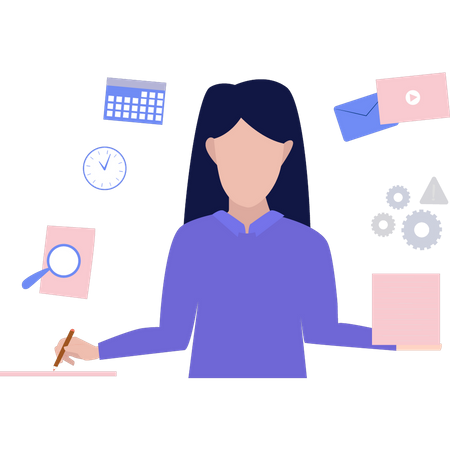 Business woman is working  Illustration