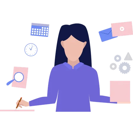 Business woman is working  Illustration