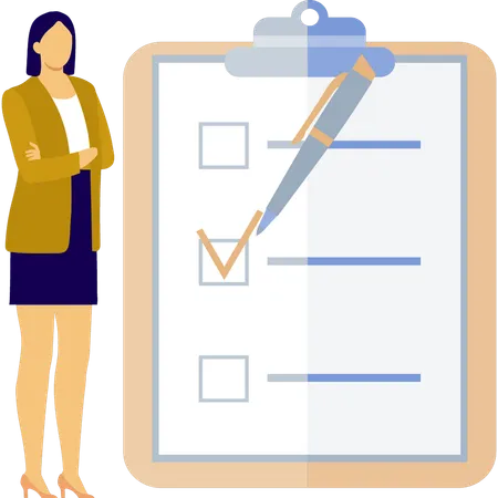 Business woman looking at checklist  Illustration