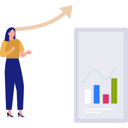 Business woman looking at growth chart  Illustration