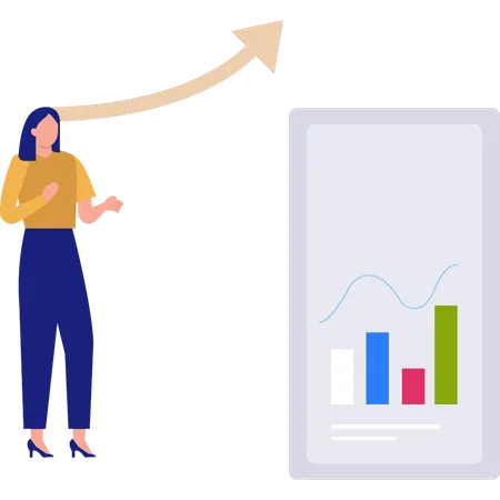 Business woman looking at growth chart  Illustration