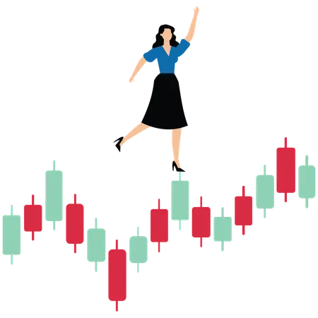 Business woman management on stock market  Illustration