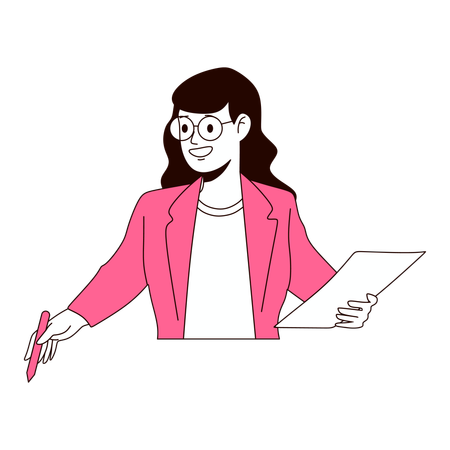 Business Woman Noted something  Illustration