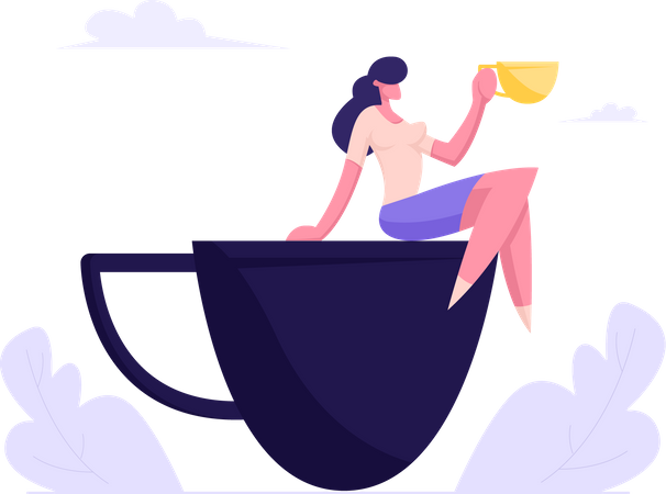 Business Woman on Coffee Break  Illustration